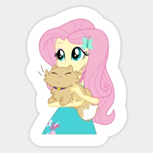 Fluttershy with a cat Sticker